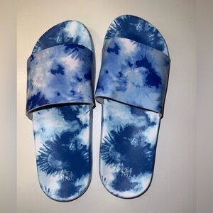 Blue Tie-Dye Slide Sandals